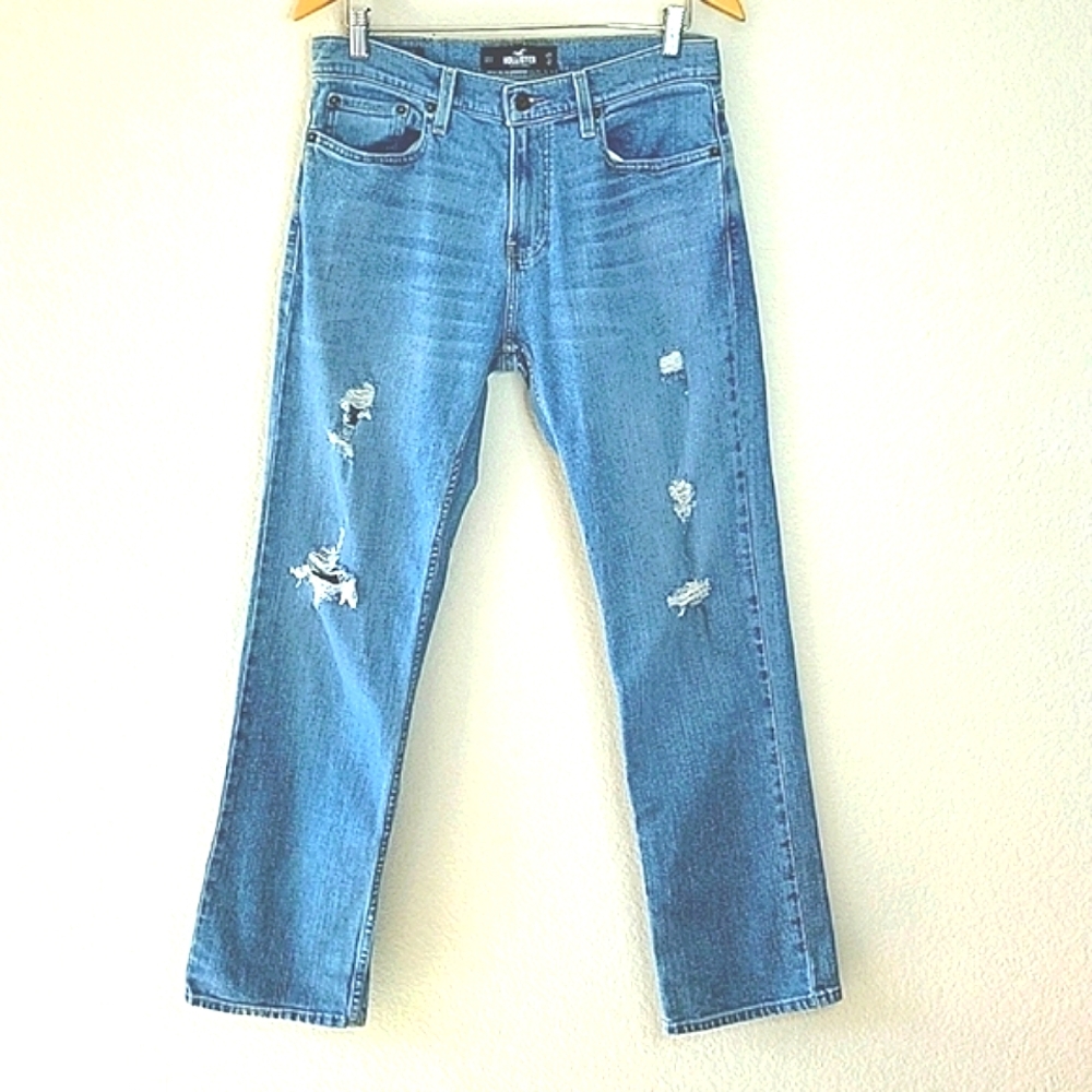 HOLLISTER Classic Straight Epic Flex Men’s Distressed Jeans size 31x32